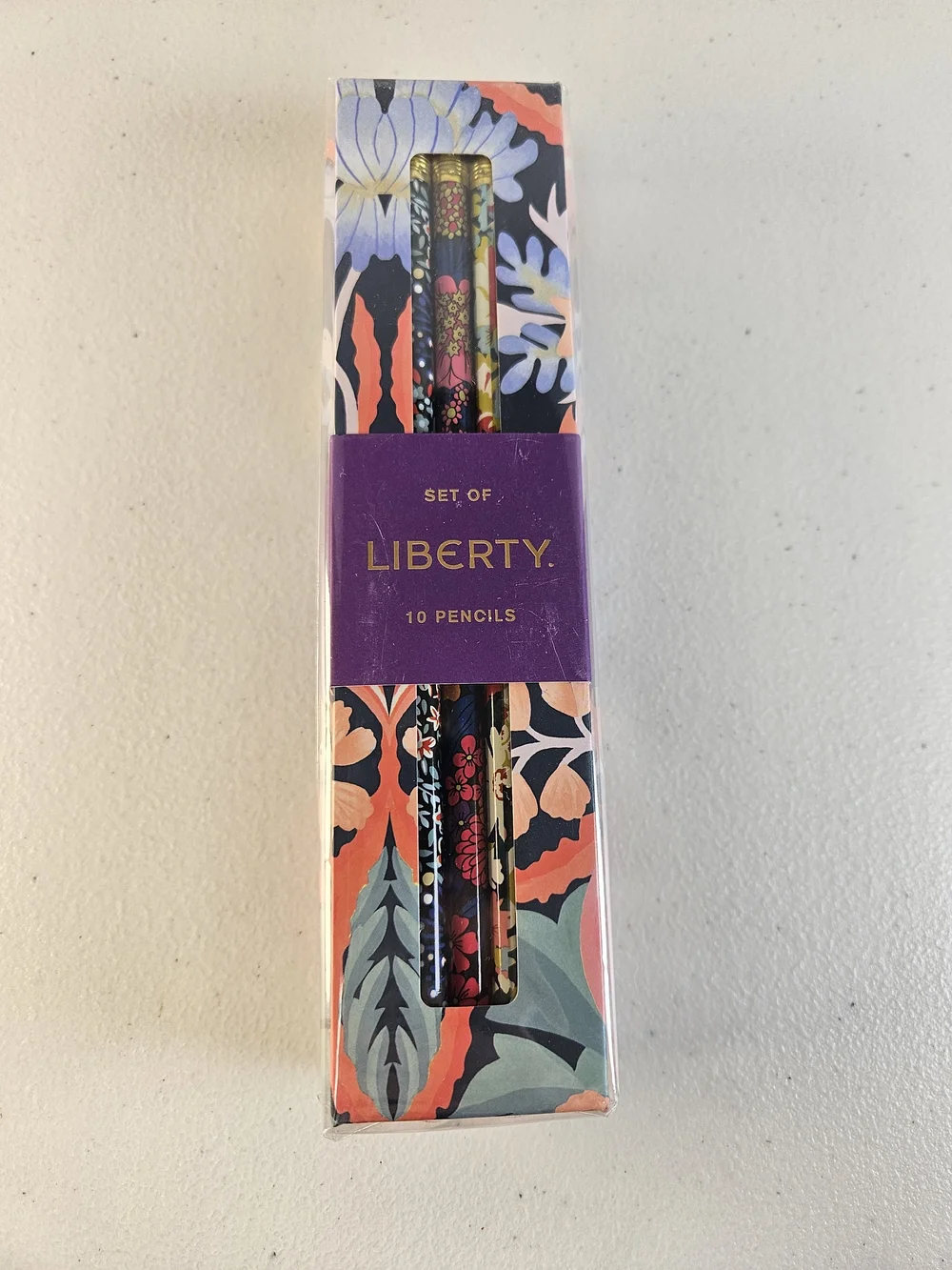 Liberty Floral Pattern Pencil Set with Purple Accent